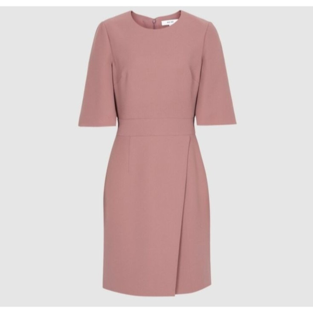 Reiss Myra Crissover Wrap Front Dress Pink Mauve Knee‎ Length Size 0